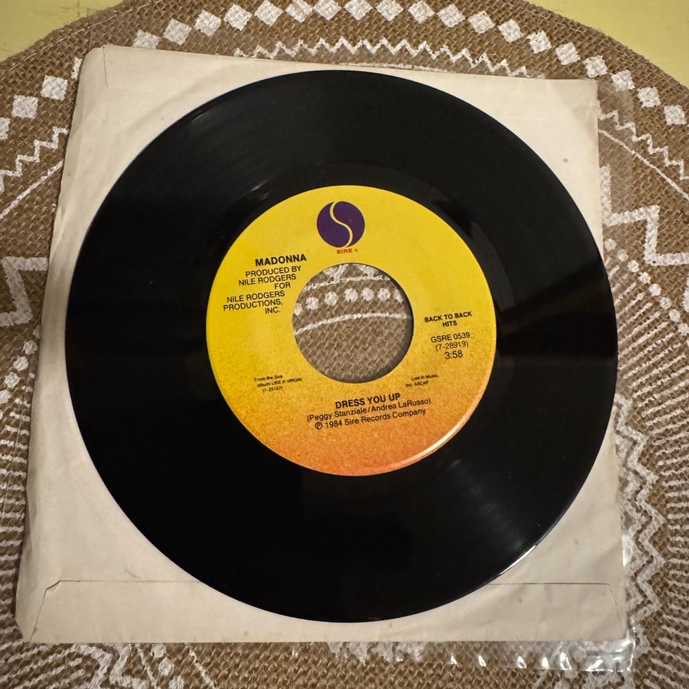 Madonna Vinyl 45 Record Dress You Up & Into the Groove